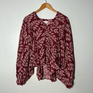 Anthropologie  The ODells Wing Sleeve Rayon Viscose Fall Autumn Blouse Sz S EUC